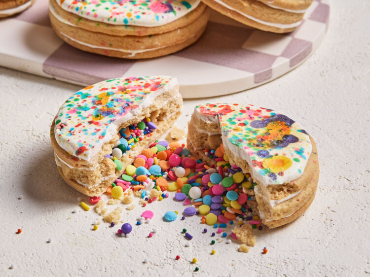 Confetti Filled Rainbow Pinata Sugar Cookies