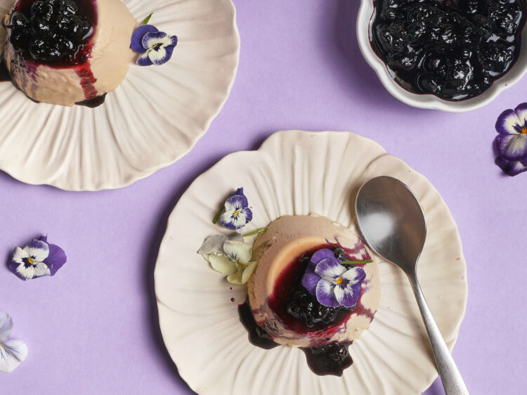 Earl Grey Panna Cotta with Blueberry Compote