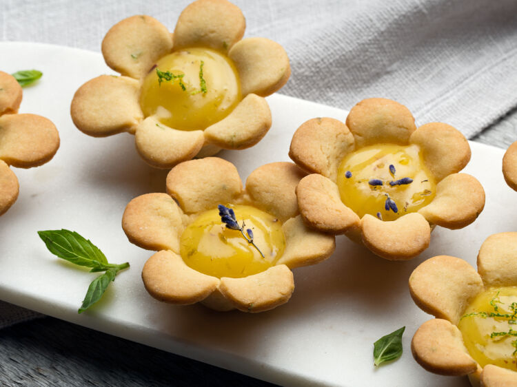 Lime Lavender Flower Tartlets