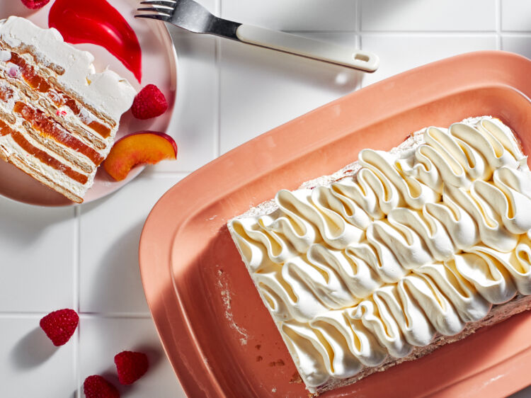 Peach Melba Icebox Cake