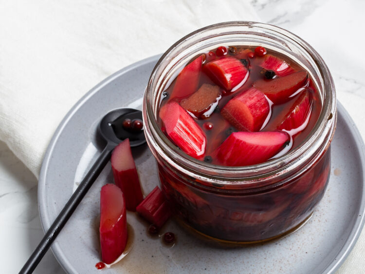 Sweet and Spicy Pickled Rhubarb