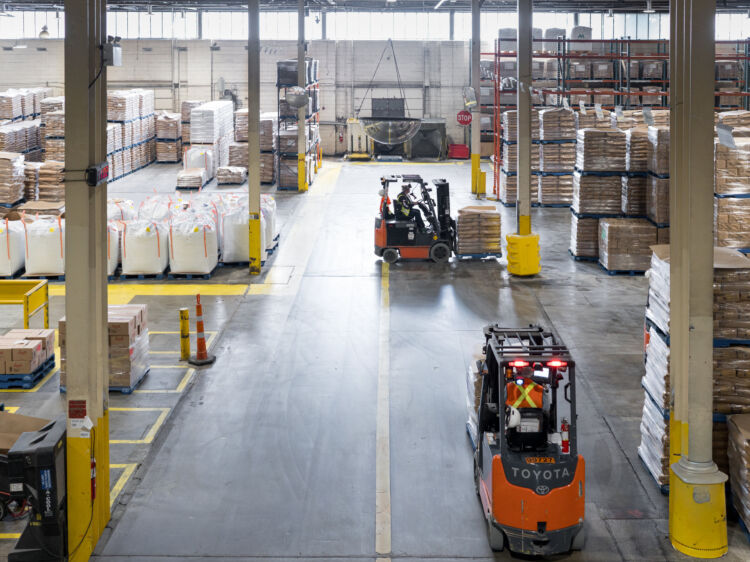 Redpath warehouse pallets and forklifts