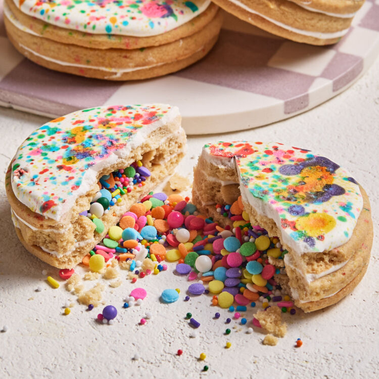 Confetti Filled Rainbow Pinata Sugar Cookies