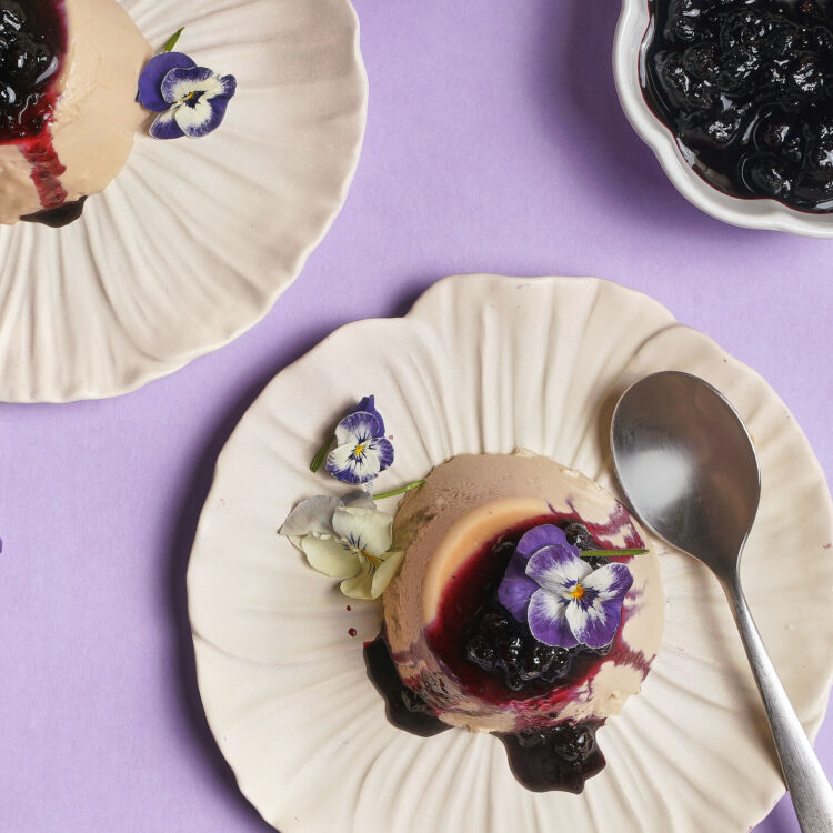 Earl Grey Panna Cotta with Blueberry Compote