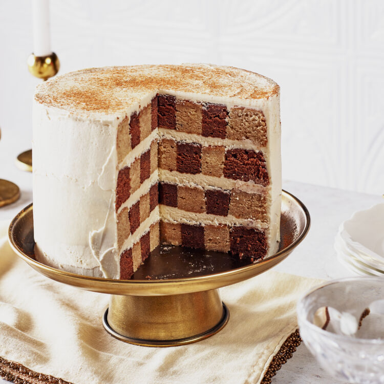 Eggnog Spiced Cocoa Checkered Cake