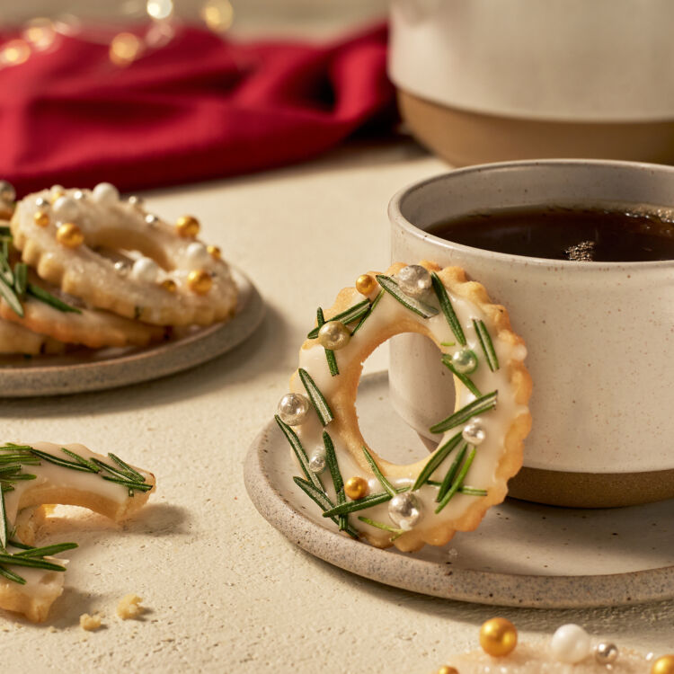 Glazed Rosemary Wreath Cookies
