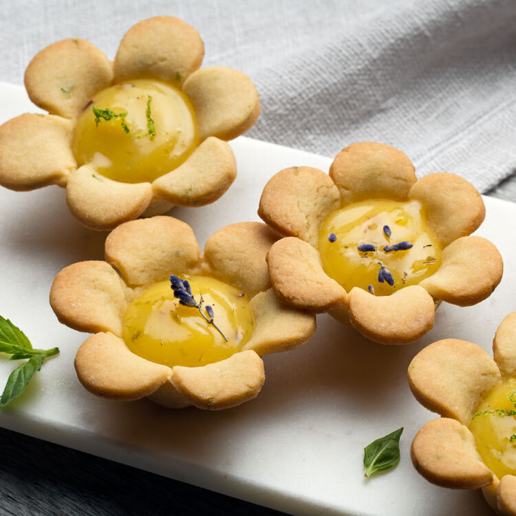 Lime Lavender Flower Tartlets