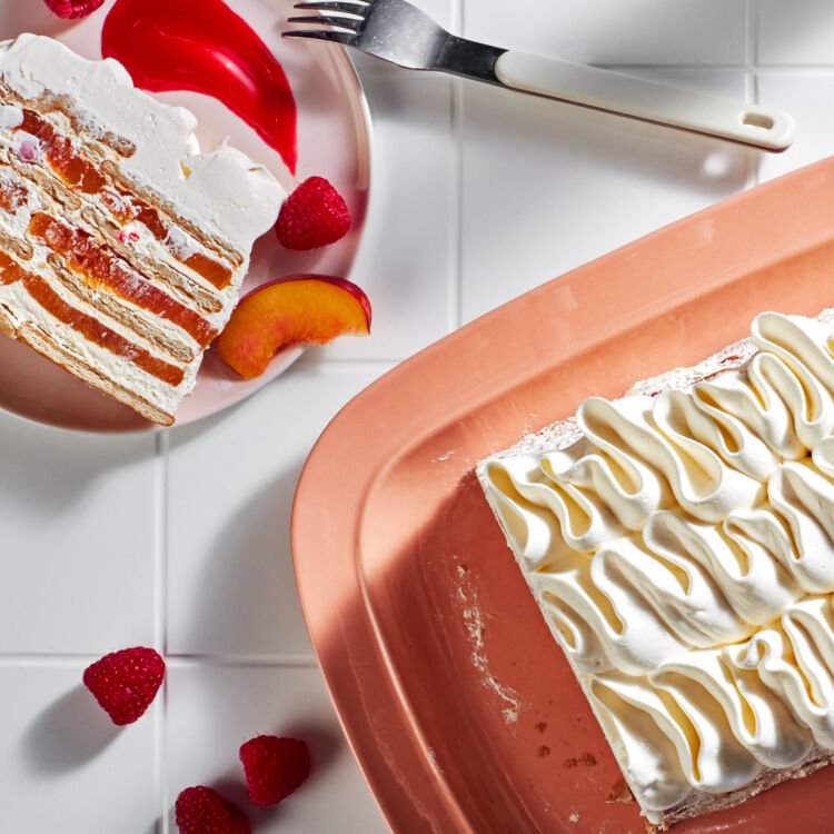 Peach Melba Icebox Cake