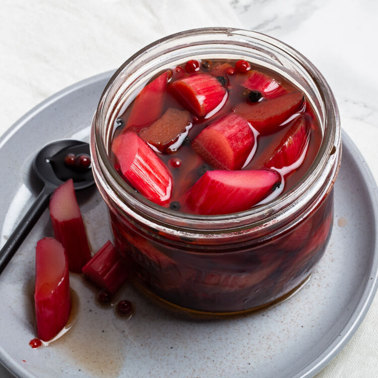 Sweet and Spicy Pickled Rhubarb