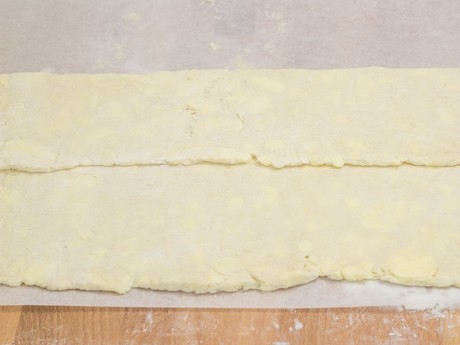 One fold of the quick puff pastry dough