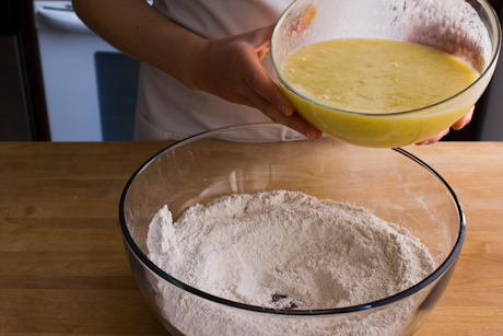 11. Add wet ingredients to dry