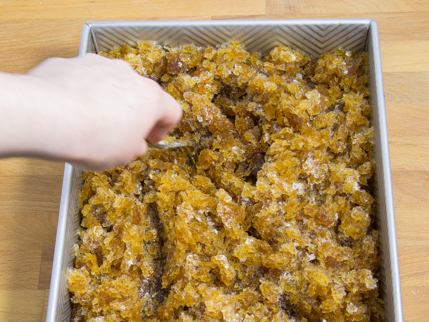 Scraping finished granita with a fork