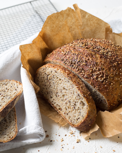 No-Knead 4 Seed Dutch Oven Bread - Nourish and Fete