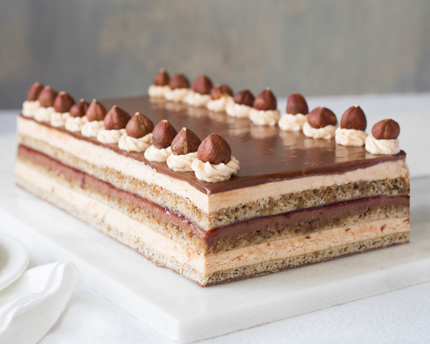 Milk Chocolate Cherry Opera Cake