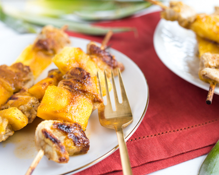 Grilled Pineapple and Pork Skewers with Mango Glaze