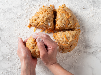 Rolling balls of dough by hand