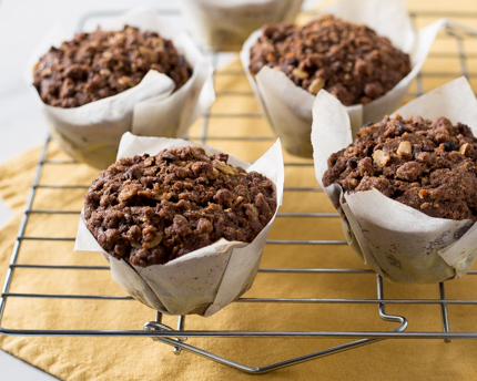 Coconut Turmeric Muffins with Cocoa Nib Streusel