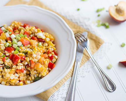 Grilled Corn and Peach Salad with Sweet Dressing