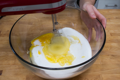 Combine Eggs, sugar and Almond Extract
