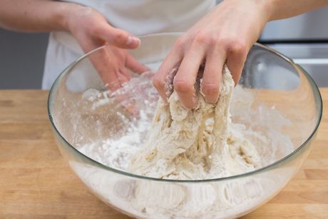 9. Use your hands to bring dough together