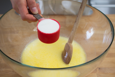 2. Add sugar to milk and butter
