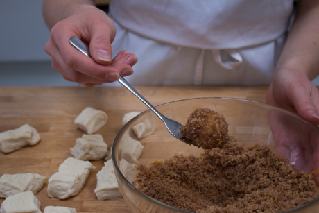 19. Toss dough in sugar mixture