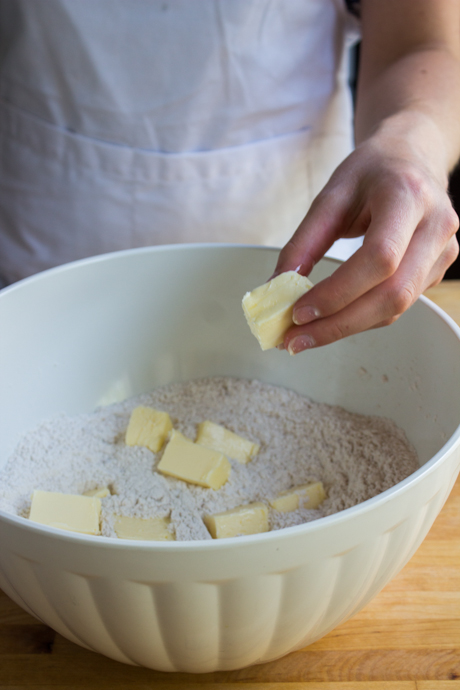 Add the butter to the dry ingredients
