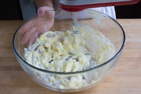 1. Cream margarine, and shortening together until smooth. 