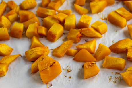2. Roast cubed pumpkin for 30-40 minutes or until tender.