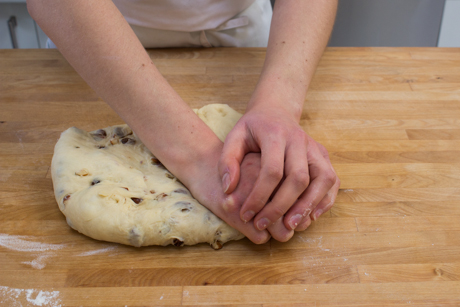Punch down dough to form a rectangle