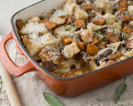 Savoury Pumpkin Bread Pudding