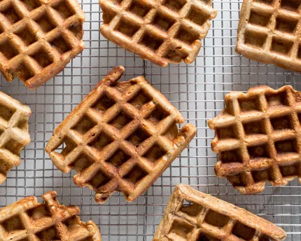 Carrot Cake Waffles on a wire cooling rack