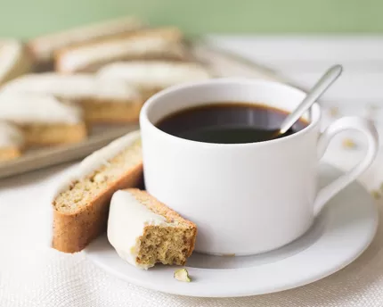 Orange Cardamom Biscotti Dipped in White Chocolate