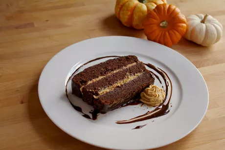 Chocolate Pumpkin Cake with Pumpkin Whipped Cream & Chocolate Ganache