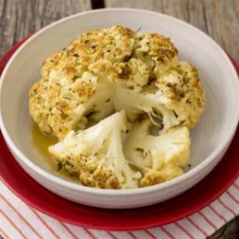 Herb Roasted Cauliflower sitting in a white bowl