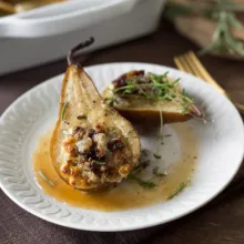 Roasted Pears with Blue Cheese, Walnuts, and Figs