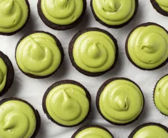 Rows of Chocolate Cupcakes with Avocado Icing