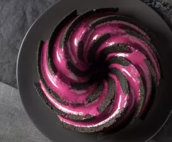 Black Sesame Bundt Cake with Grape Glaze