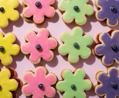 Flower Empire Sandwich Cookies with Raspberry-Rosemary Filling