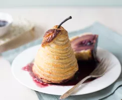 Red Wine Poached Pears in Puff Pastry