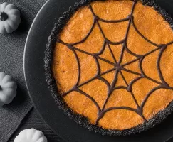 Pumpkin Mousse Tart with Spiderweb