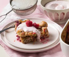 Raspberry and Cream Bread Pudding