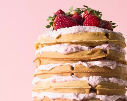 Strawberries & Cream Waffle Cake