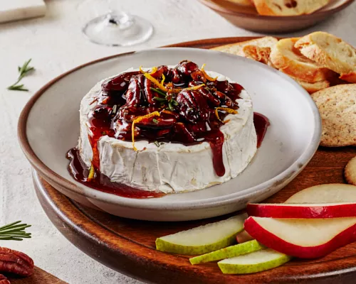 Spiced Candied Pecan Baked Brie