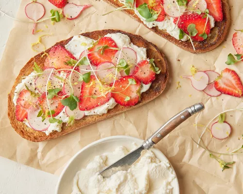 Spring Toasts with Whipped Brown Sugar Ricotta