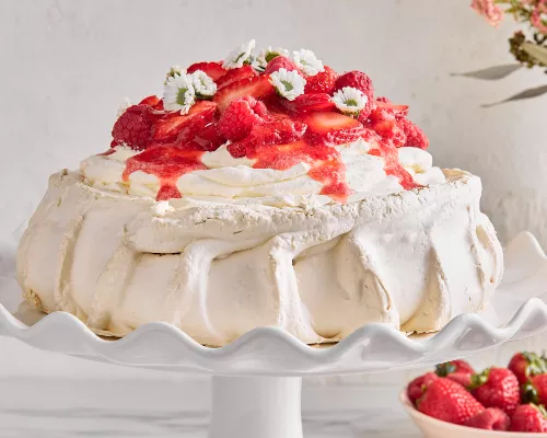 Golden Pavlova with Seasonal Berries