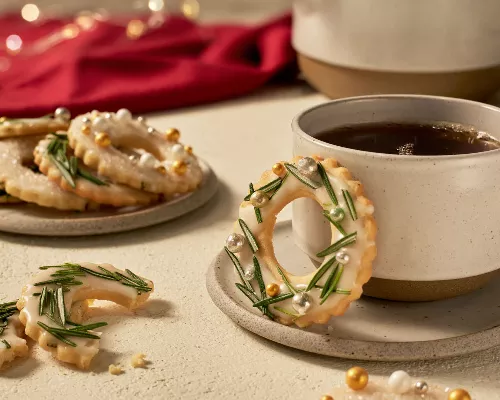 Glazed Rosemary Wreath Cookies