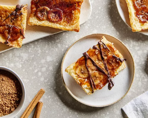 Air Fryer Upside-Down Caramelized Banana Chocolate Tarts