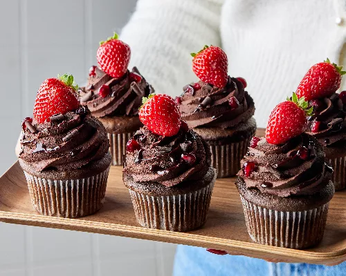 Red Wine Chocolate Cupcakes with Chocolate Ganache