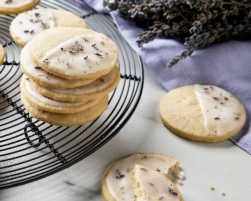 Glazed Lemon-Lavender Shortbread Cookies